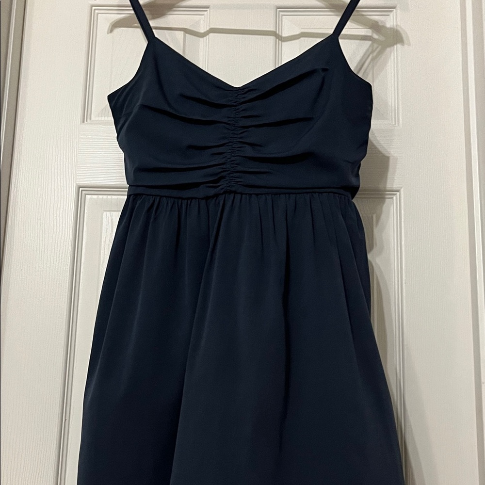 Roxy Navy Blue Gathered Mini Dress